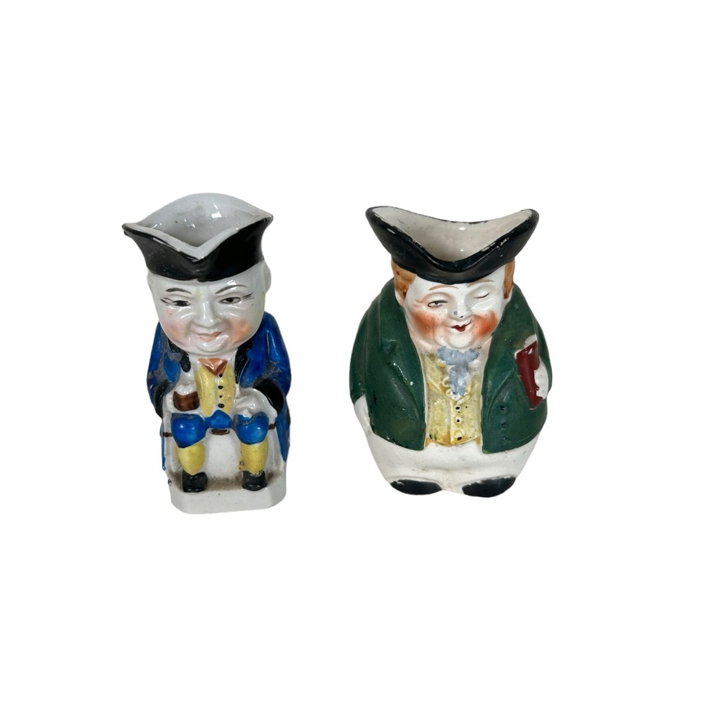 Vintage (Lot of 2) Japan 3" Mini Toby Creamer Pitcher Colonial Victorian